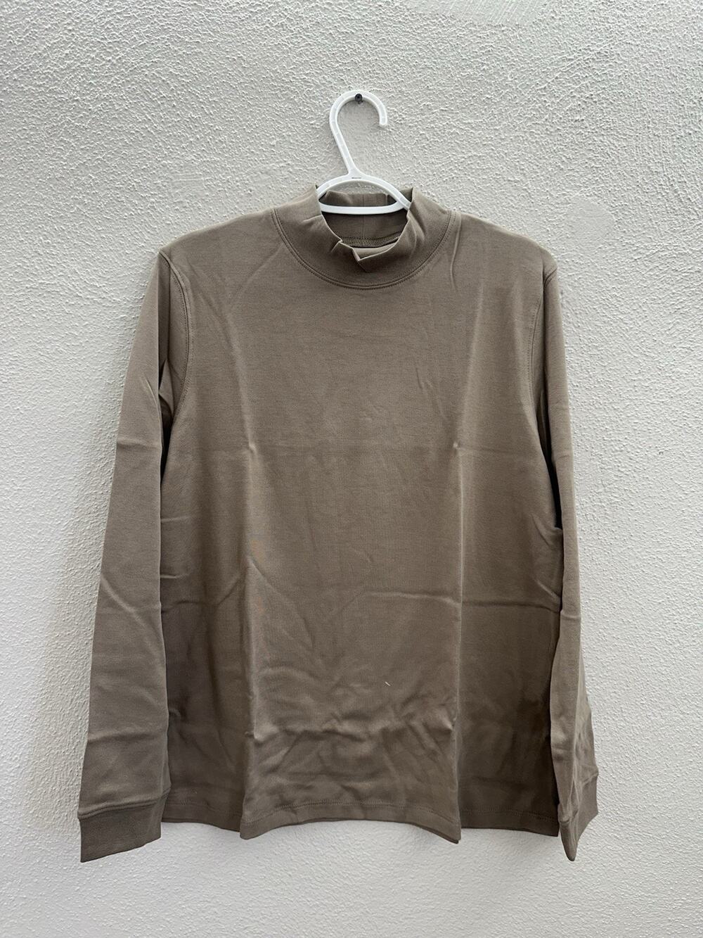 The Tog Shop Womens Shirt Size Large Brown Long Sleeve Mock Neck Cotton